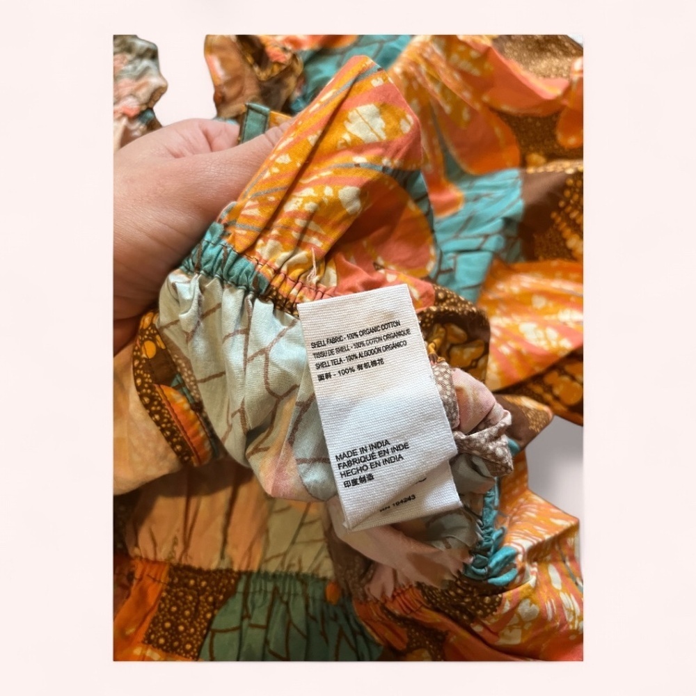 Cleobella Rivera Resort Cotton Puff Sleeve Vibrant Tropical Crop Top NWT Size S - Picture 5 of 5